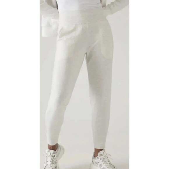 ATHLETA Fog Gray Heather Coaster Luxe High Rise Jogger Soft Nirvana Fleece Small - Picture 1 of 13